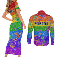 Sydney Mardi Gras Personalized Couples Matching Short Sleeve Bodycon Dress and Long Sleeve Button Shirt Pride Rainbow Glitter Colorful Style LT9 - Wonder Print Shop