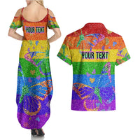 Sydney Mardi Gras Personalized Couples Matching Summer Maxi Dress and Hawaiian Shirt Pride Rainbow Glitter Colorful Style LT9 - Wonder Print Shop