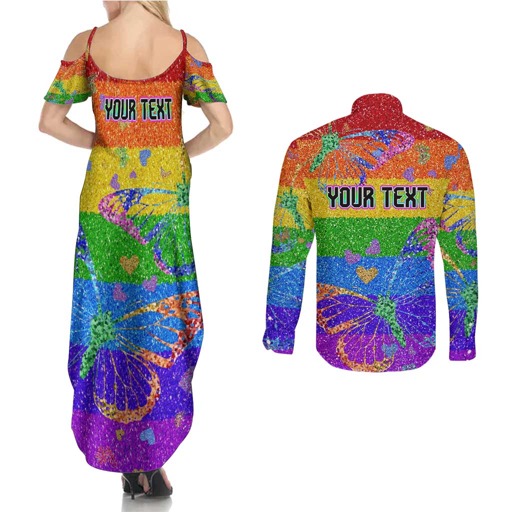 Sydney Mardi Gras Personalized Couples Matching Summer Maxi Dress and Long Sleeve Button Shirt Pride Rainbow Glitter Colorful Style LT9 - Wonder Print Shop