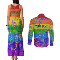 Sydney Mardi Gras Personalized Couples Matching Tank Maxi Dress and Long Sleeve Button Shirt Pride Rainbow Glitter Colorful Style LT9 - Wonder Print Shop