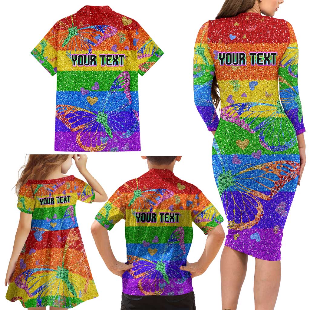 Sydney Mardi Gras Personalized Family Matching Long Sleeve Bodycon Dress and Hawaiian Shirt Pride Rainbow Glitter Colorful Style LT9 - Wonder Print Shop