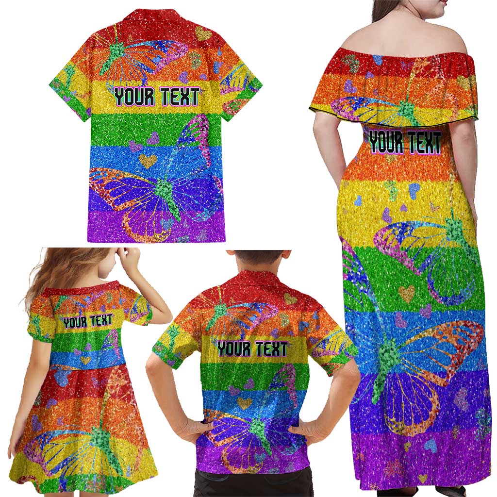 Sydney Mardi Gras Personalized Family Matching Off Shoulder Maxi Dress and Hawaiian Shirt Pride Rainbow Glitter Colorful Style LT9 - Wonder Print Shop