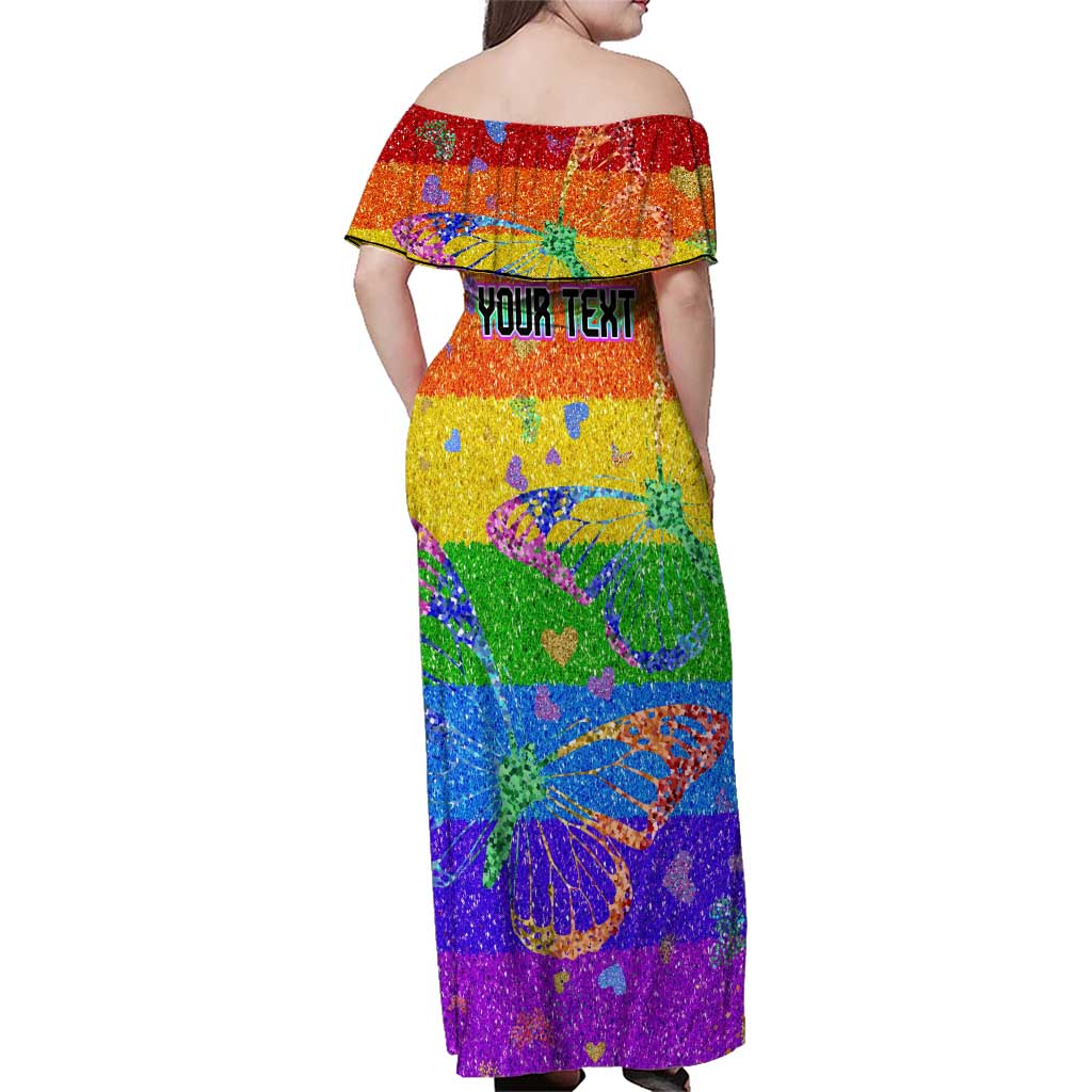 Sydney Mardi Gras Personalized Family Matching Off Shoulder Maxi Dress and Hawaiian Shirt Pride Rainbow Glitter Colorful Style LT9 - Wonder Print Shop