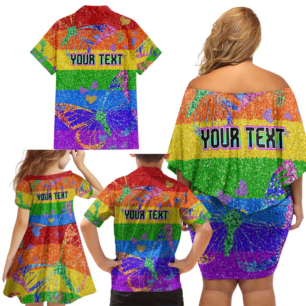 Sydney Mardi Gras Personalized Family Matching Off Shoulder Short Dress and Hawaiian Shirt Pride Rainbow Glitter Colorful Style LT9 - Wonder Print Shop