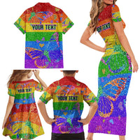Sydney Mardi Gras Personalized Family Matching Short Sleeve Bodycon Dress and Hawaiian Shirt Pride Rainbow Glitter Colorful Style - Wonder Print Shop