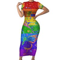 Sydney Mardi Gras Personalized Family Matching Short Sleeve Bodycon Dress and Hawaiian Shirt Pride Rainbow Glitter Colorful Style - Wonder Print Shop