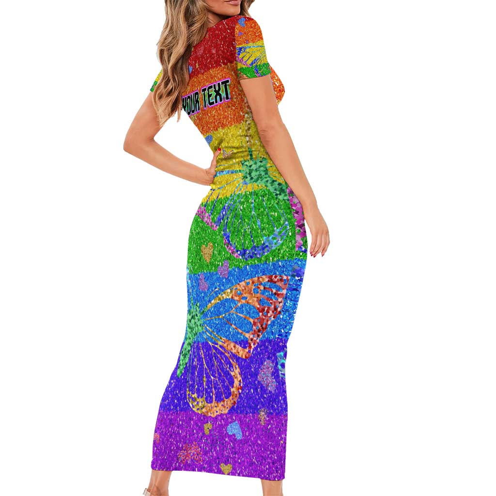 Sydney Mardi Gras Personalized Family Matching Short Sleeve Bodycon Dress and Hawaiian Shirt Pride Rainbow Glitter Colorful Style - Wonder Print Shop