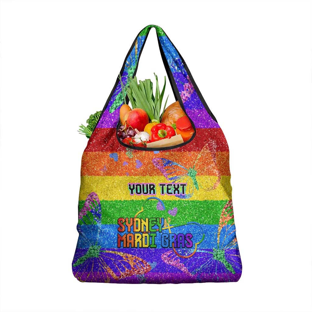 Sydney Mardi Gras Personalized Grocery Bag Pride Rainbow Glitter Colorful Style