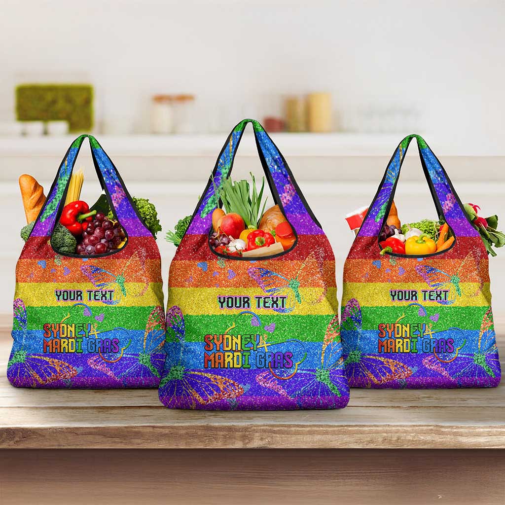 Sydney Mardi Gras Personalized Grocery Bag Pride Rainbow Glitter Colorful Style