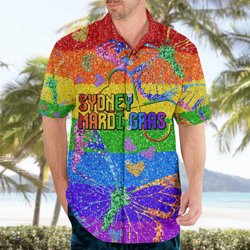 Sydney Mardi Gras Personalized Hawaiian Shirt Pride Rainbow Glitter Colorful Style - Wonder Print Shop