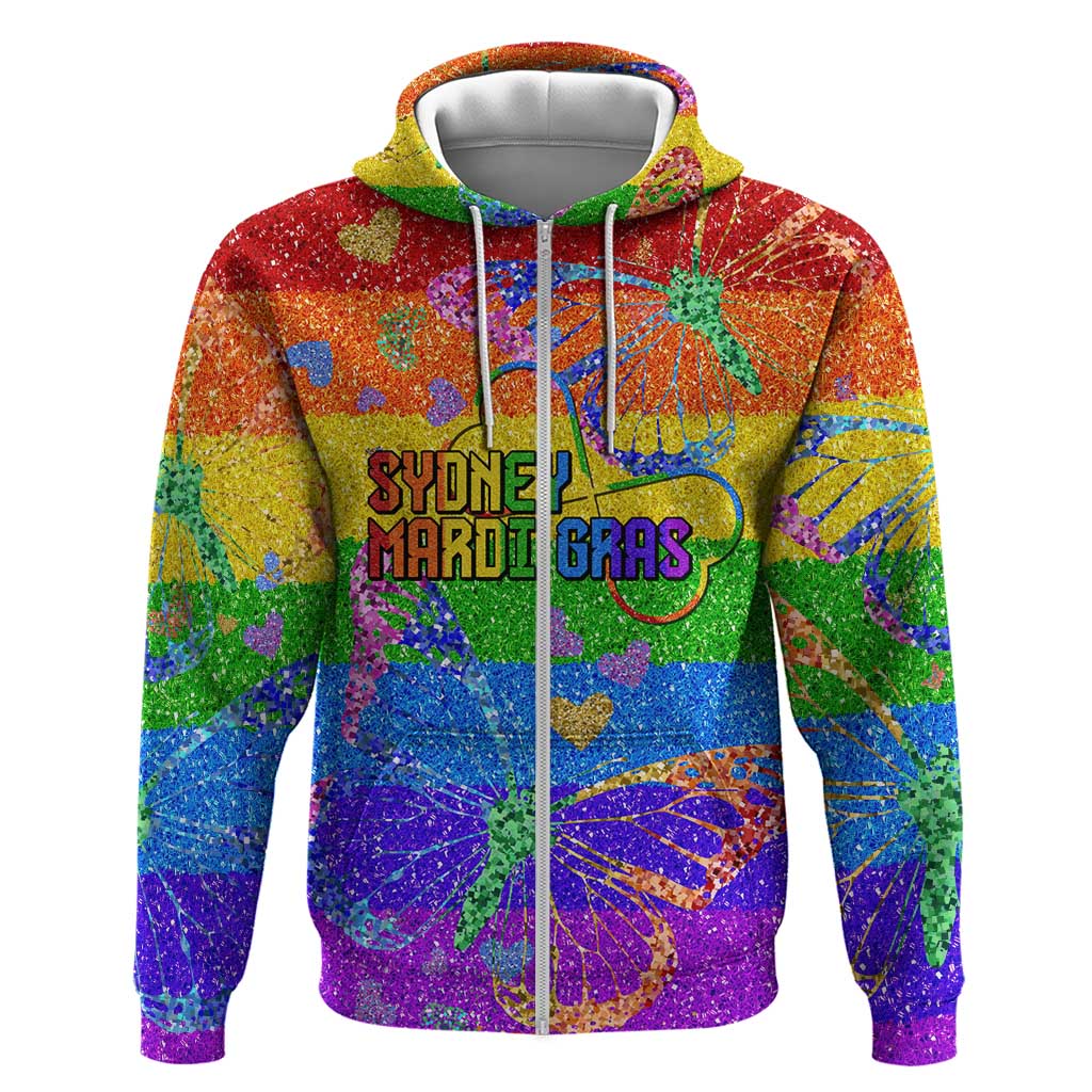 Sydney Mardi Gras Personalized Hoodie Pride Rainbow Glitter Colorful Style - Wonder Print Shop