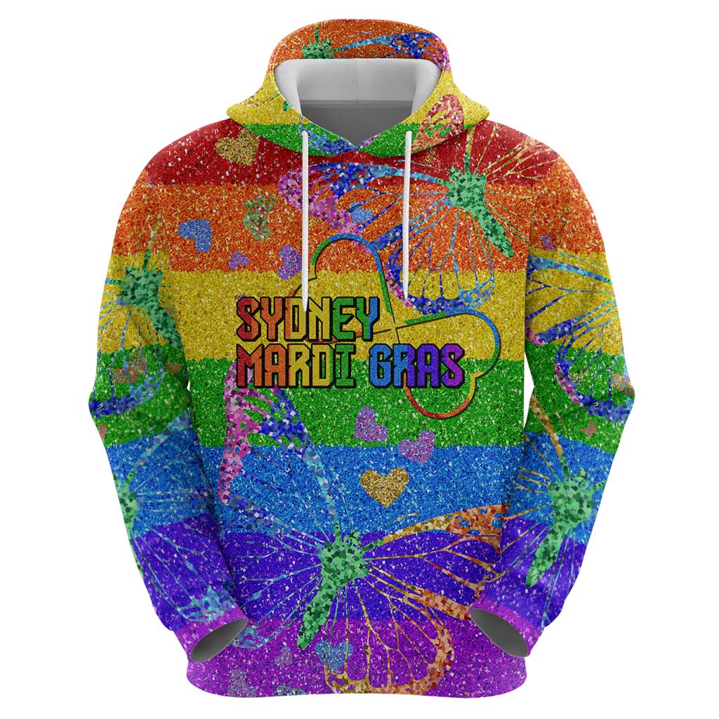Sydney Mardi Gras Personalized Hoodie Pride Rainbow Glitter Colorful Style - Wonder Print Shop