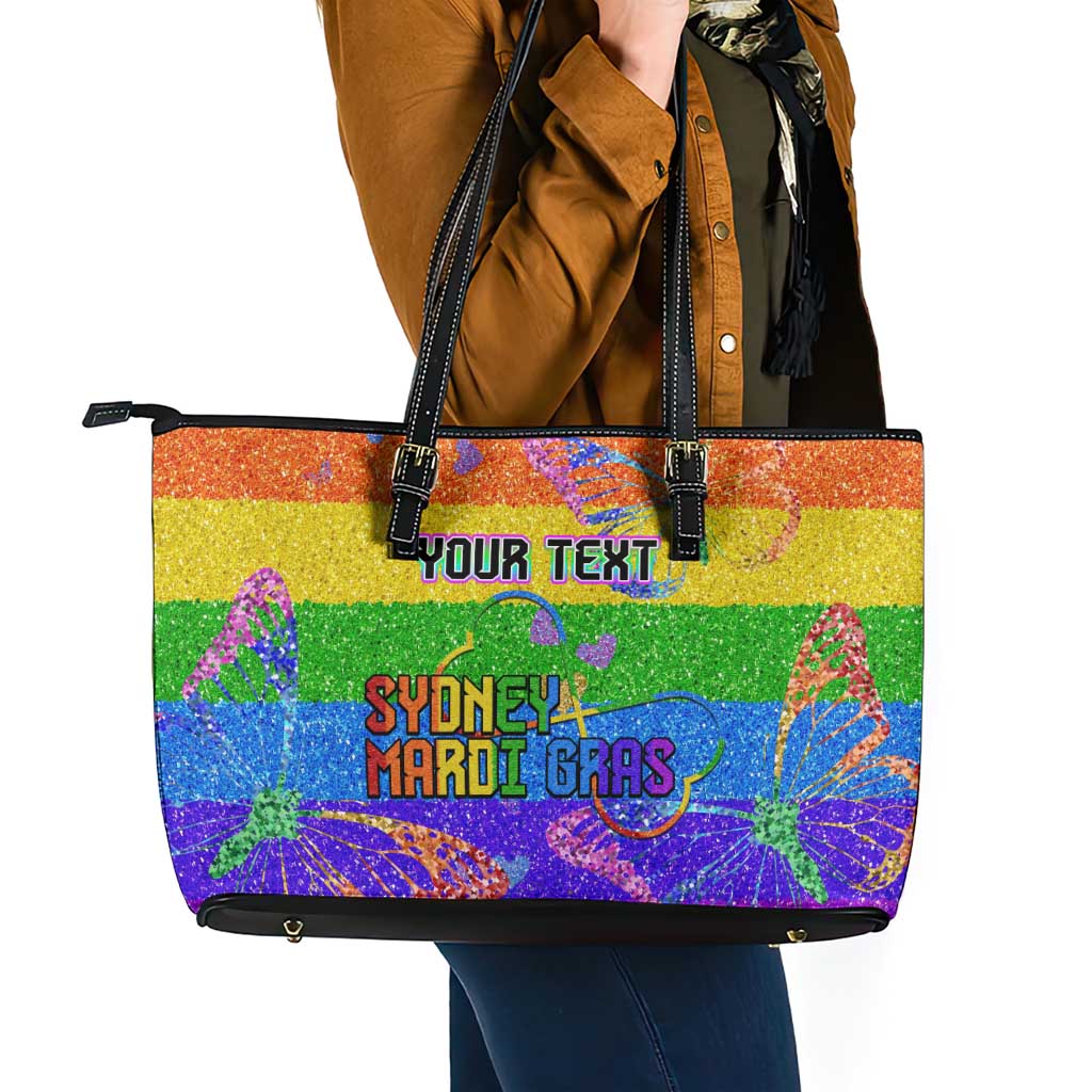 Sydney Mardi Gras Personalized Leather Tote Bag Pride Rainbow Glitter Colorful Style - Wonder Print Shop