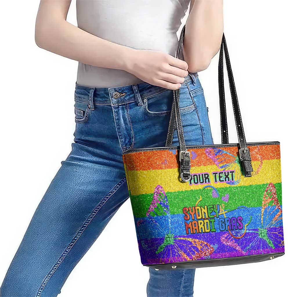 Sydney Mardi Gras Personalized Leather Tote Bag Pride Rainbow Glitter Colorful Style - Wonder Print Shop