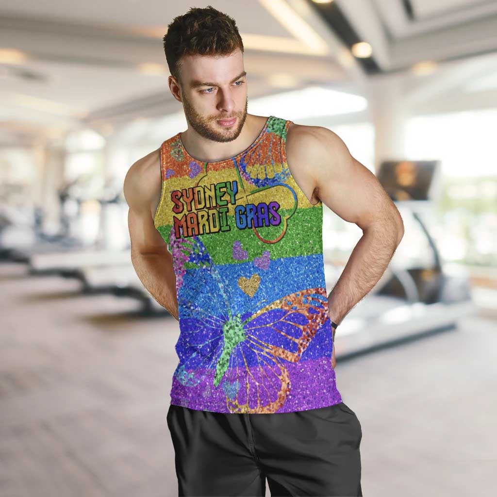 Sydney Mardi Gras Personalized Men Tank Top Pride Rainbow Glitter Colorful Style - Wonder Print Shop