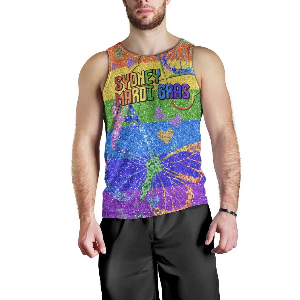 Sydney Mardi Gras Personalized Men Tank Top Pride Rainbow Glitter Colorful Style - Wonder Print Shop