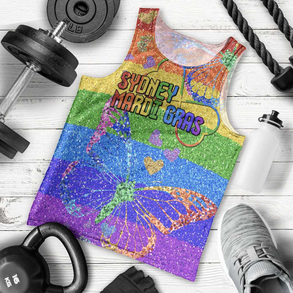 Sydney Mardi Gras Personalized Men Tank Top Pride Rainbow Glitter Colorful Style - Wonder Print Shop