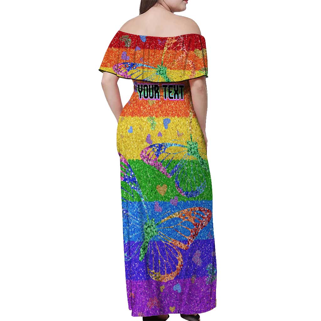 Sydney Mardi Gras Personalized Off Shoulder Maxi Dress Pride Rainbow Glitter Colorful Style - Wonder Print Shop