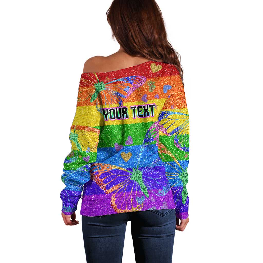 Sydney Mardi Gras Personalized Off Shoulder Sweater Pride Rainbow Glitter Colorful Style - Wonder Print Shop