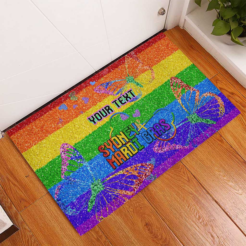Sydney Mardi Gras Personalized Rubber Doormat Pride Rainbow Glitter Colorful Style - Wonder Print Shop