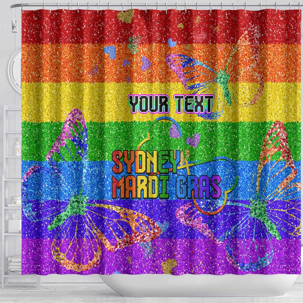 Sydney Mardi Gras Personalized Shower Curtain Pride Rainbow Glitter Colorful Style