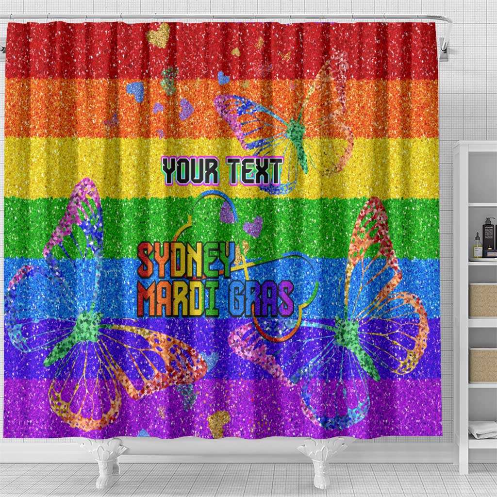 Sydney Mardi Gras Personalized Shower Curtain Pride Rainbow Glitter Colorful Style