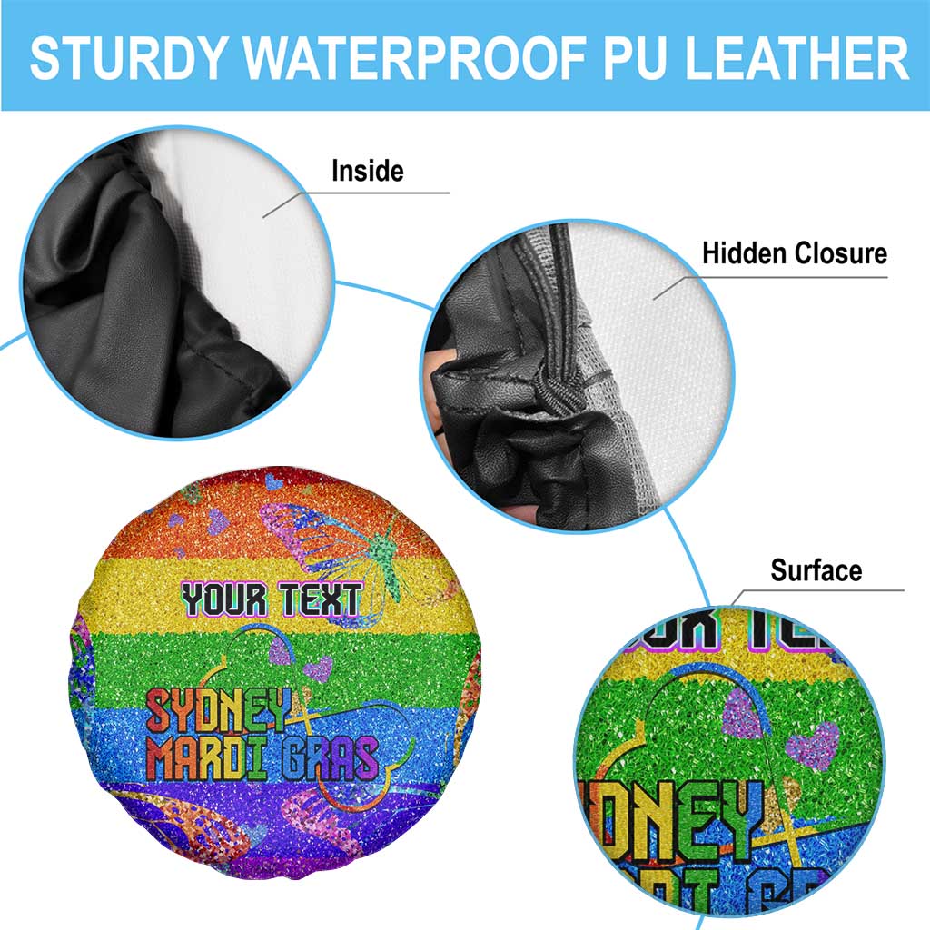 Sydney Mardi Gras Personalized Spare Tire Cover Pride Rainbow Glitter Colorful Style - Wonder Print Shop