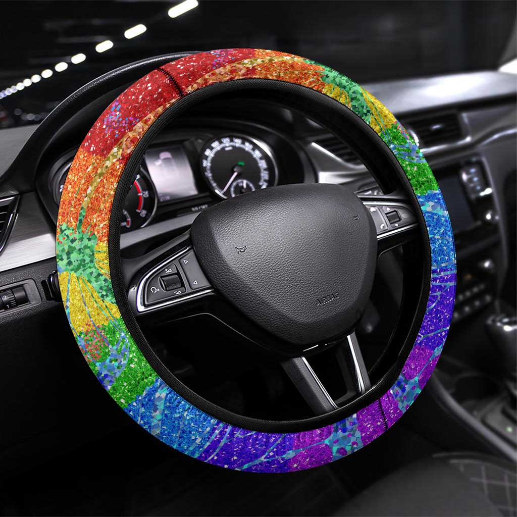 Sydney Mardi Gras Steering Wheel Cover Pride Rainbow Glitter Colorful Style - Wonder Print Shop