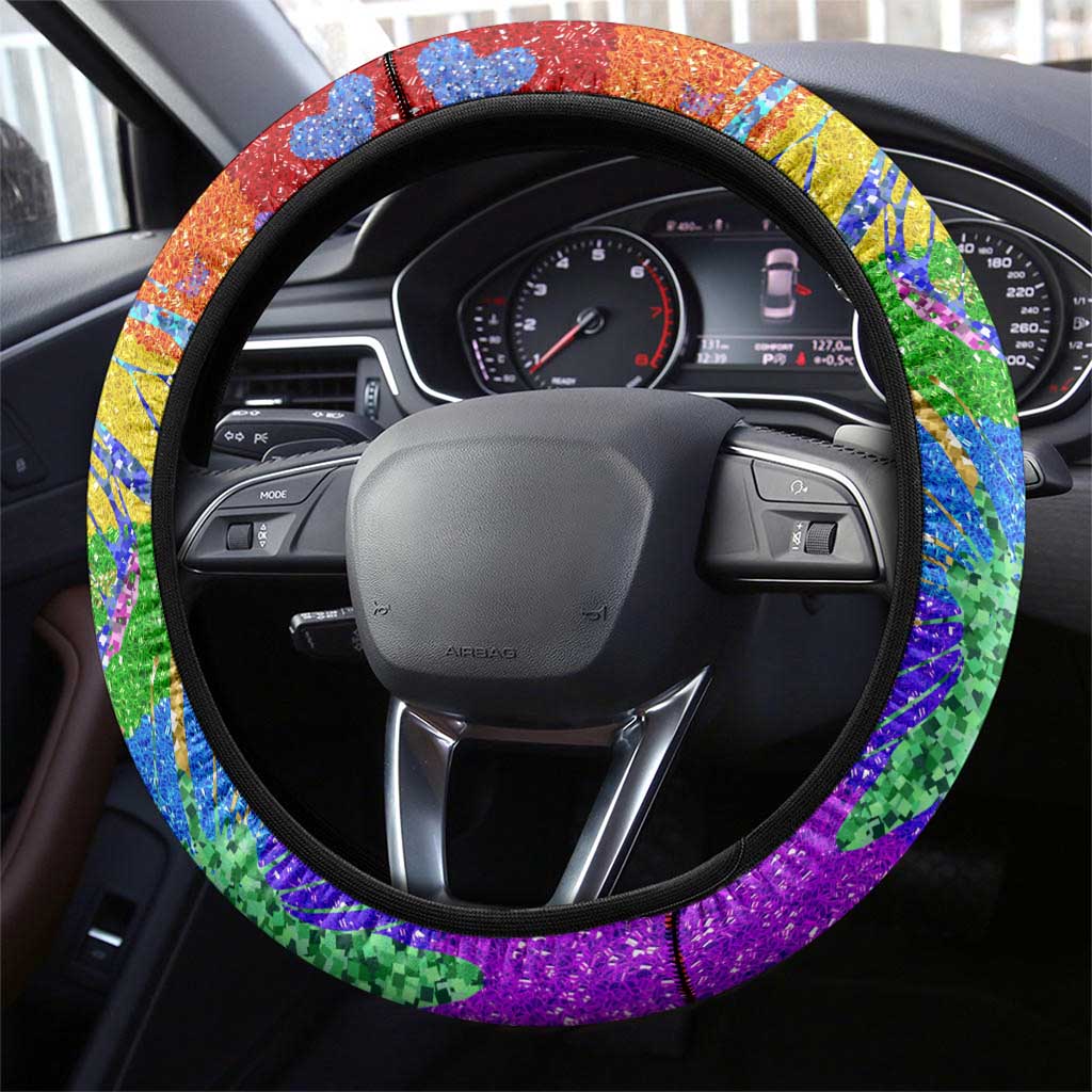 Sydney Mardi Gras Steering Wheel Cover Pride Rainbow Glitter Colorful Style - Wonder Print Shop