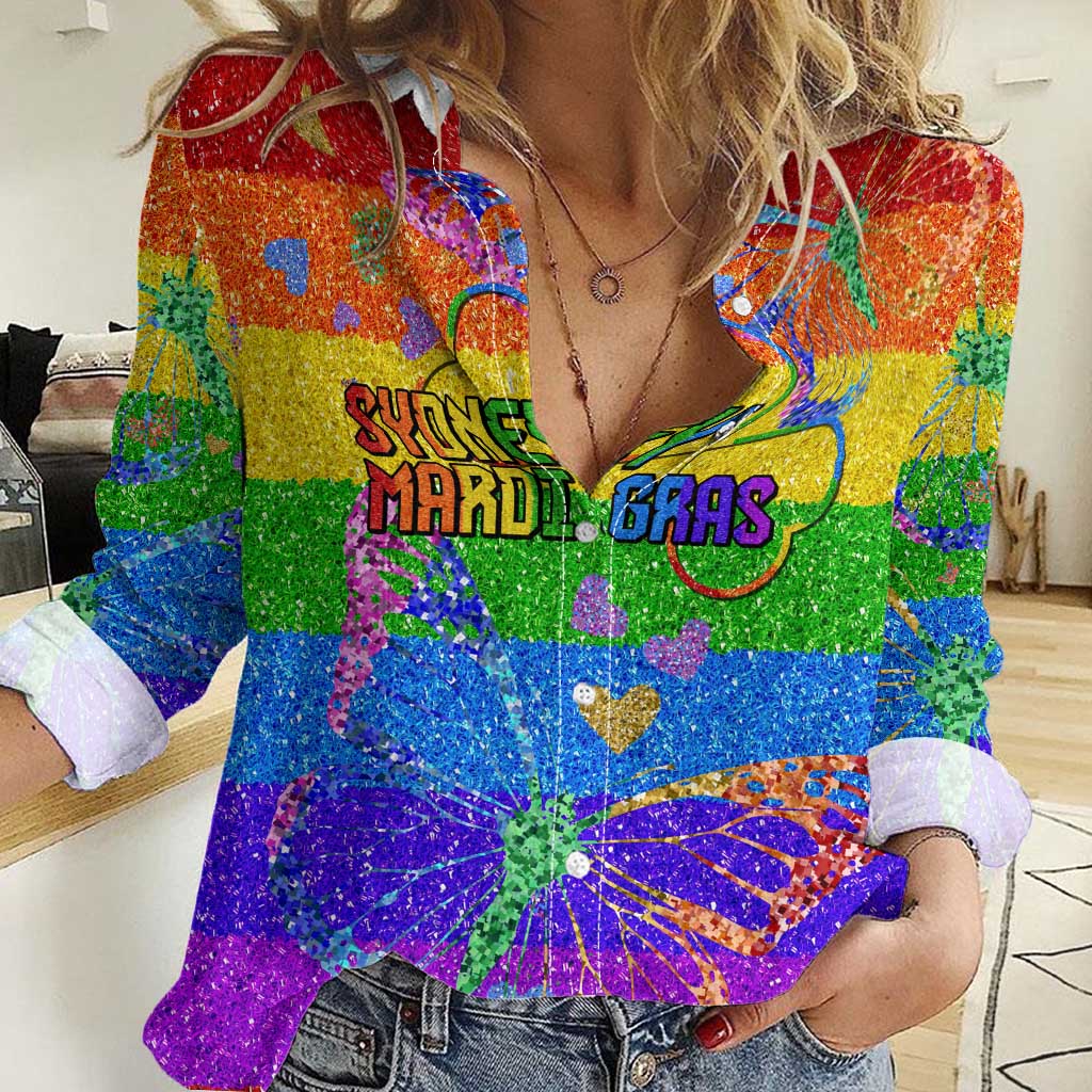 Sydney Mardi Gras Personalized Women Casual Shirt Pride Rainbow Glitter Colorful Style - Wonder Print Shop