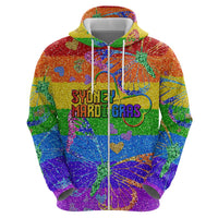 Sydney Mardi Gras Personalized Zip Hoodie Pride Rainbow Glitter Colorful Style - Wonder Print Shop