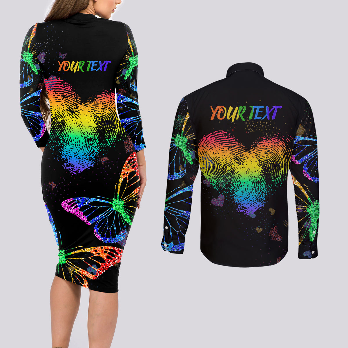 It's In My DNA LGBT History Month Couples Matching Long Sleeve Bodycon Dress and Long Sleeve Button Shirt LT9 - Wonder Print Shop