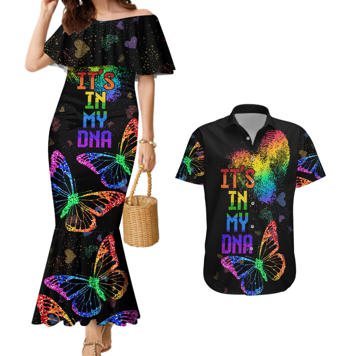 It's In My DNA LGBT History Month Couples Matching Mermaid Dress and Hawaiian Shirt LT9 - Wonder Print Shop
