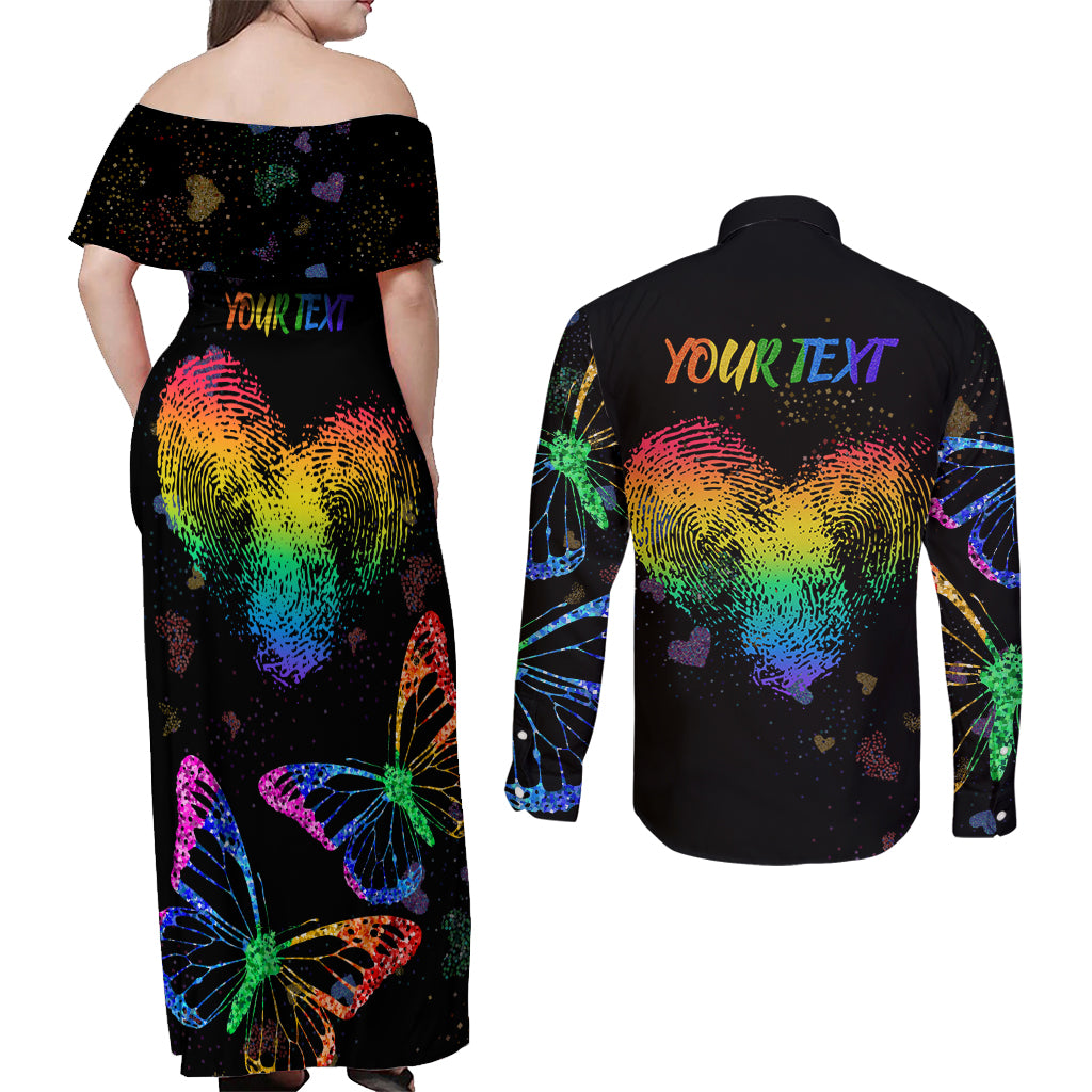 It's In My DNA LGBT History Month Couples Matching Off Shoulder Maxi Dress and Long Sleeve Button Shirt LT9 - Wonder Print Shop