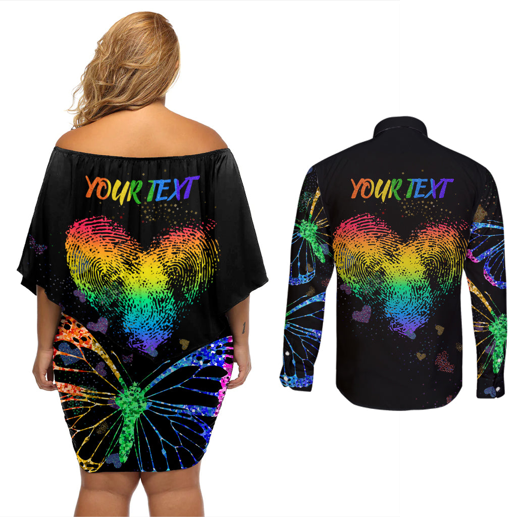 It's In My DNA LGBT History Month Couples Matching Off Shoulder Short Dress and Long Sleeve Button Shirt LT9 - Wonder Print Shop