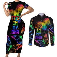 It's In My DNA LGBT History Month Couples Matching Short Sleeve Bodycon Dress and Long Sleeve Button Shirt LT9 - Wonder Print Shop