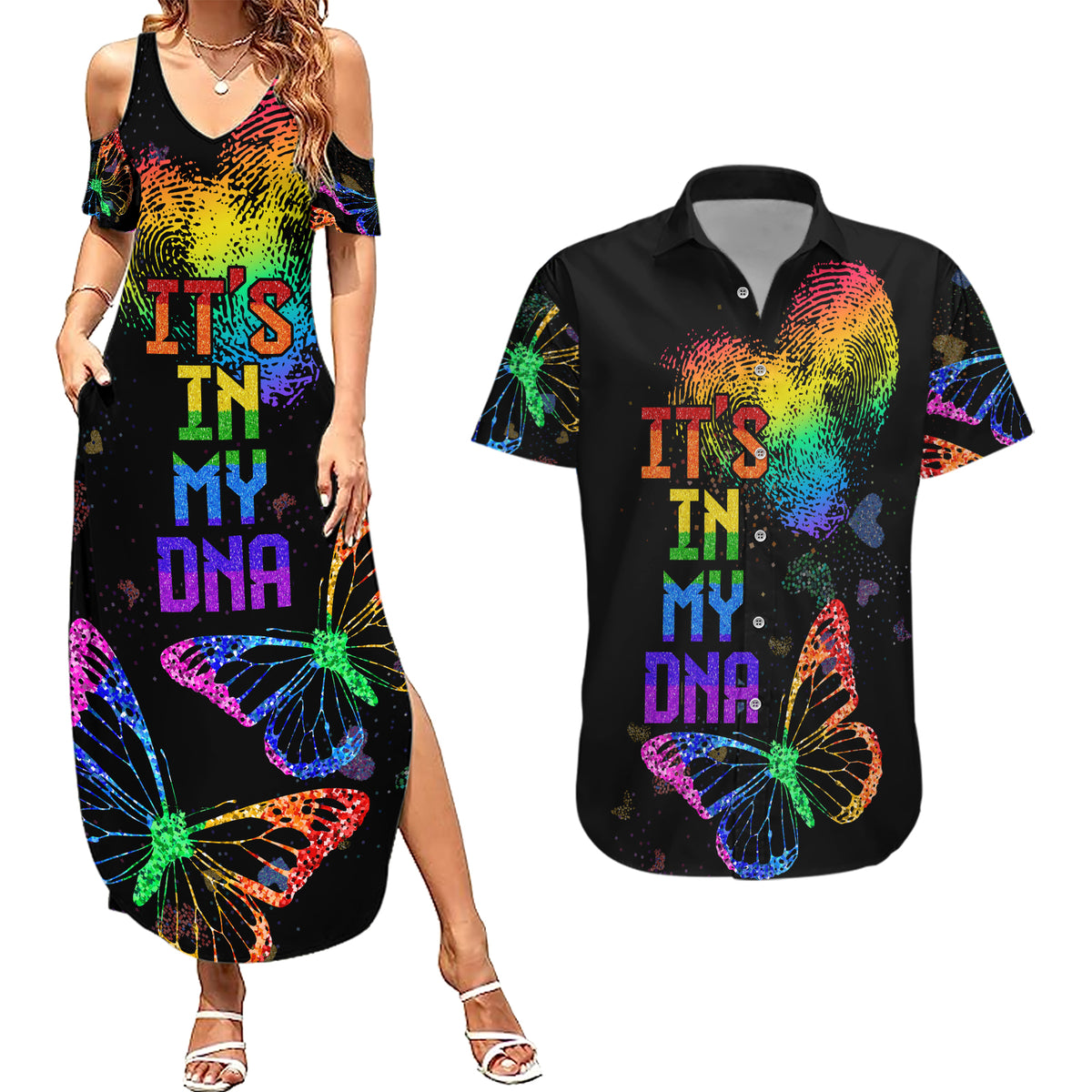 It's In My DNA LGBT History Month Couples Matching Summer Maxi Dress and Hawaiian Shirt LT9 - Wonder Print Shop