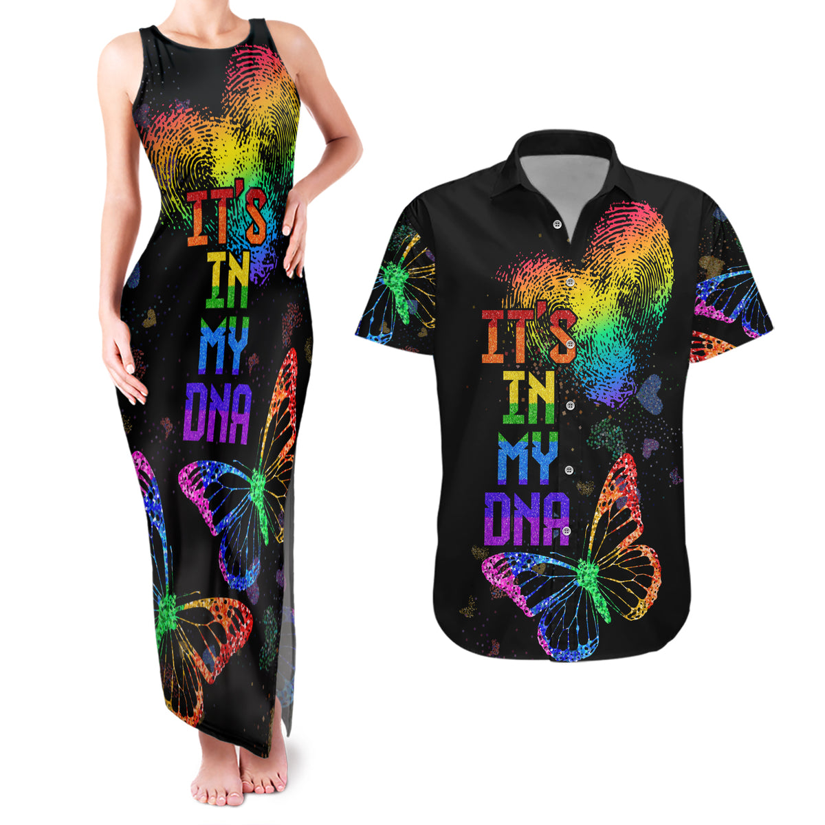 It's In My DNA LGBT History Month Couples Matching Tank Maxi Dress and Hawaiian Shirt LT9 - Wonder Print Shop