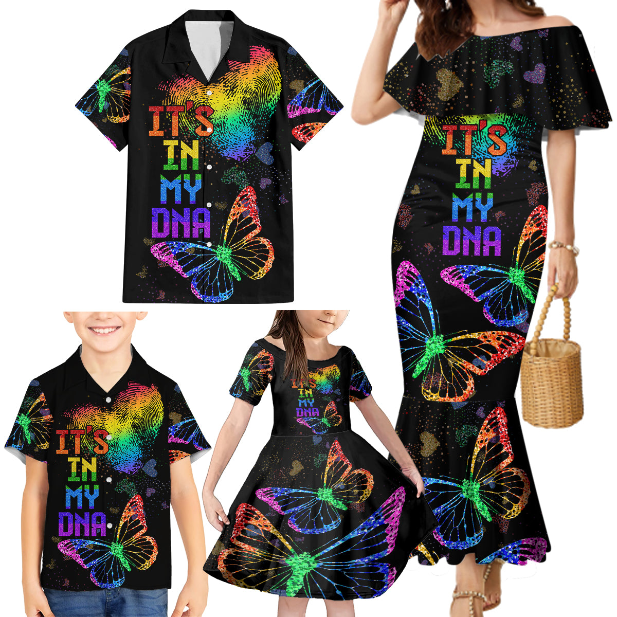 It's In My DNA LGBT History Month Family Matching Mermaid Dress and Hawaiian Shirt LT9 - Wonder Print Shop