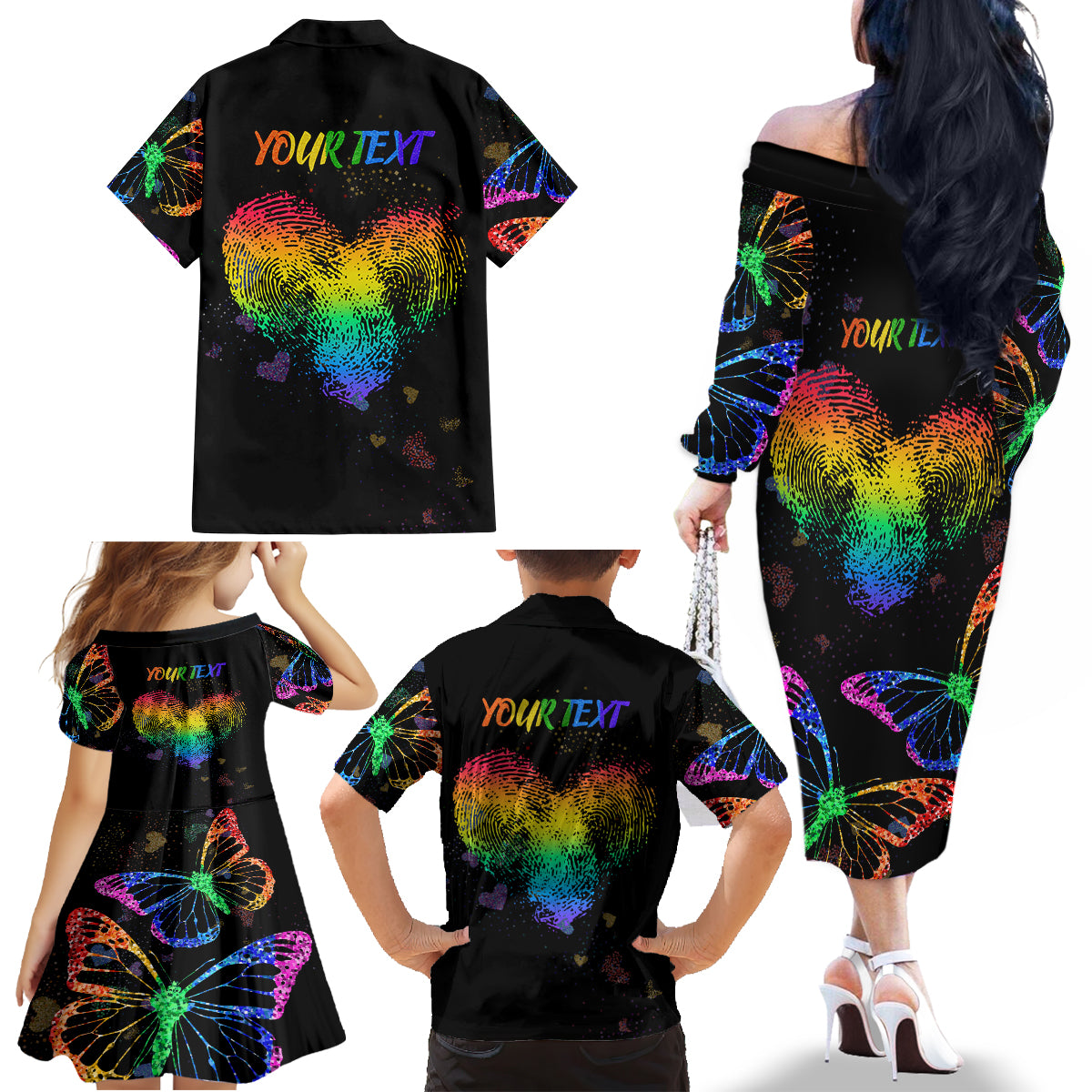 It's In My DNA LGBT History Month Family Matching Off Shoulder Long Sleeve Dress and Hawaiian Shirt - Wonder Print Shop