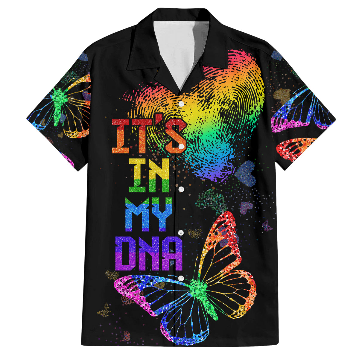 It's In My DNA LGBT History Month Family Matching Off Shoulder Long Sleeve Dress and Hawaiian Shirt - Wonder Print Shop