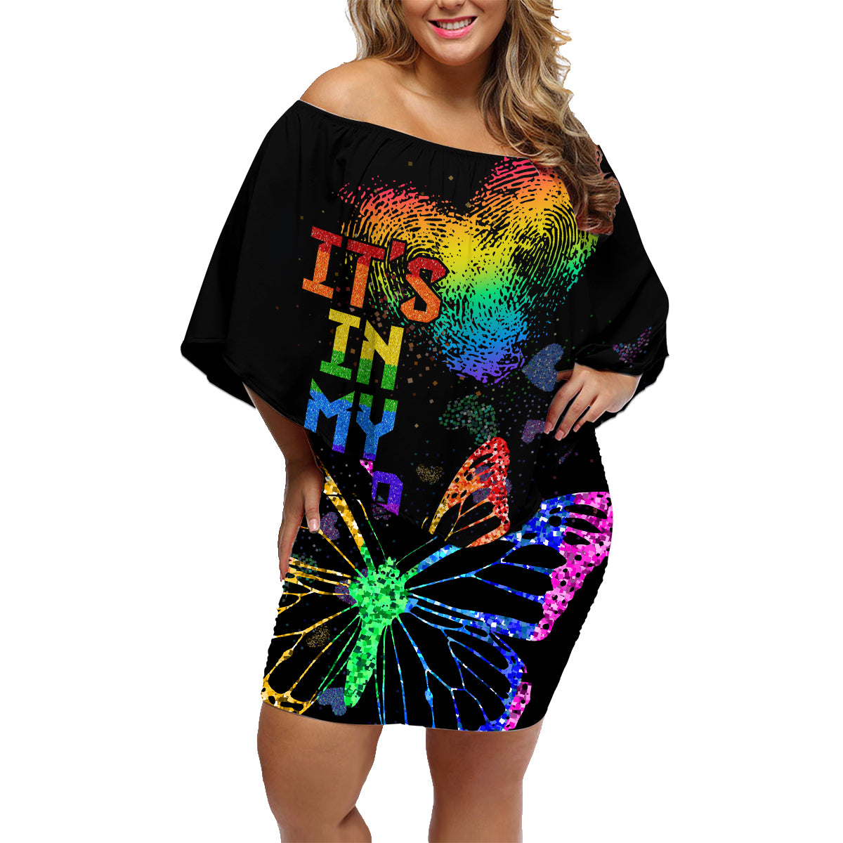 It's In My DNA LGBT History Month Family Matching Off Shoulder Short Dress and Hawaiian Shirt LT9 - Wonder Print Shop