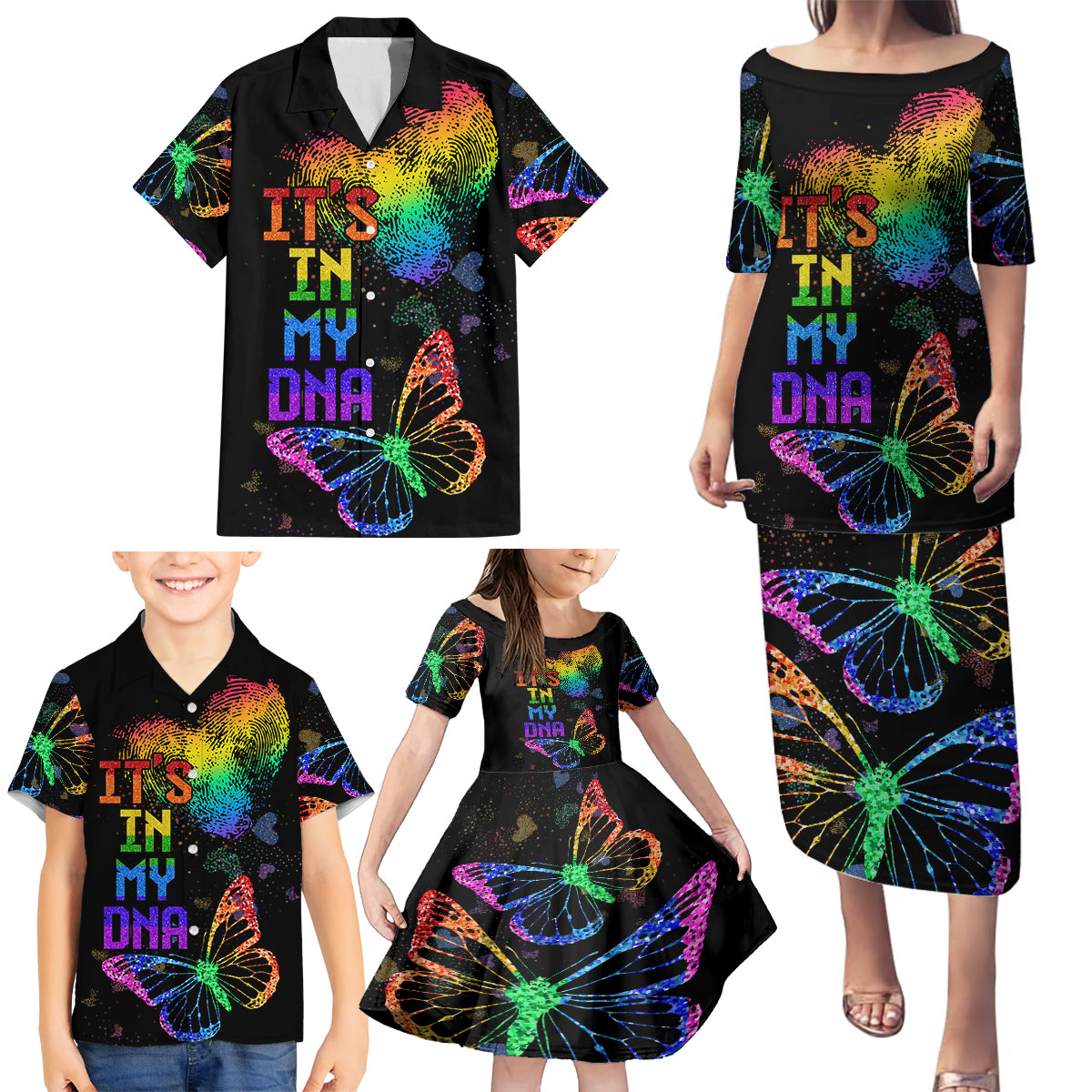 It's In My DNA LGBT History Month Family Matching Puletasi and Hawaiian Shirt - Wonder Print Shop
