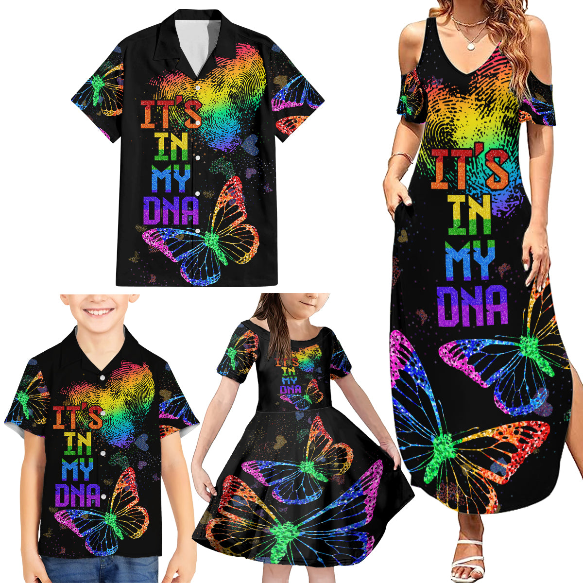 It's In My DNA LGBT History Month Family Matching Summer Maxi Dress and Hawaiian Shirt - Wonder Print Shop