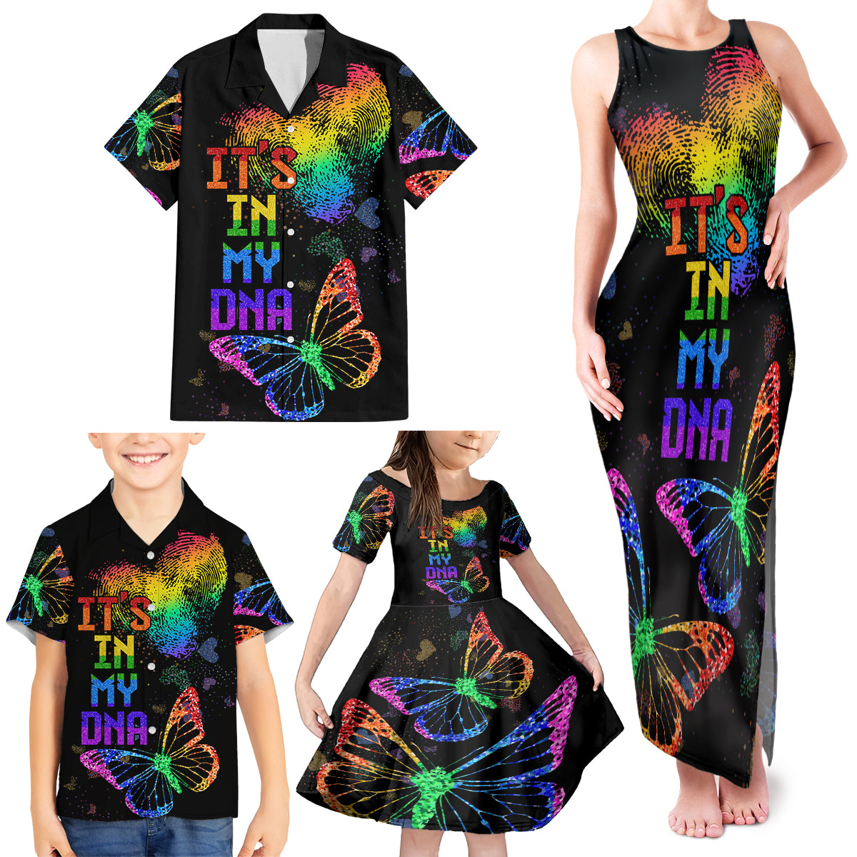 It's In My DNA LGBT History Month Family Matching Tank Maxi Dress and Hawaiian Shirt - Wonder Print Shop