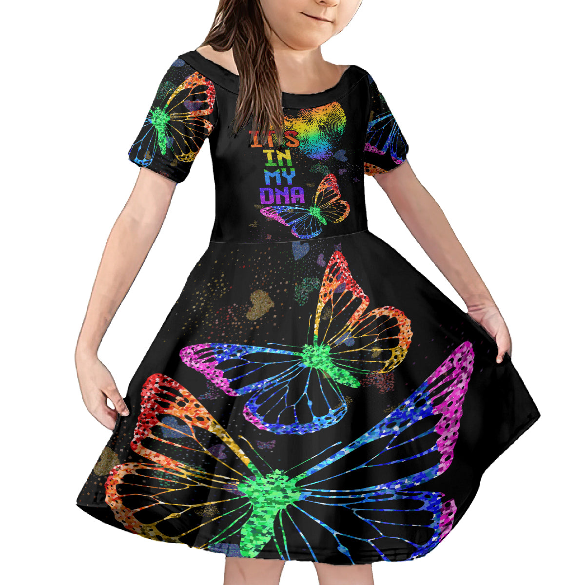 It's In My DNA LGBT History Month Kid Short Sleeve Dress - Wonder Print Shop