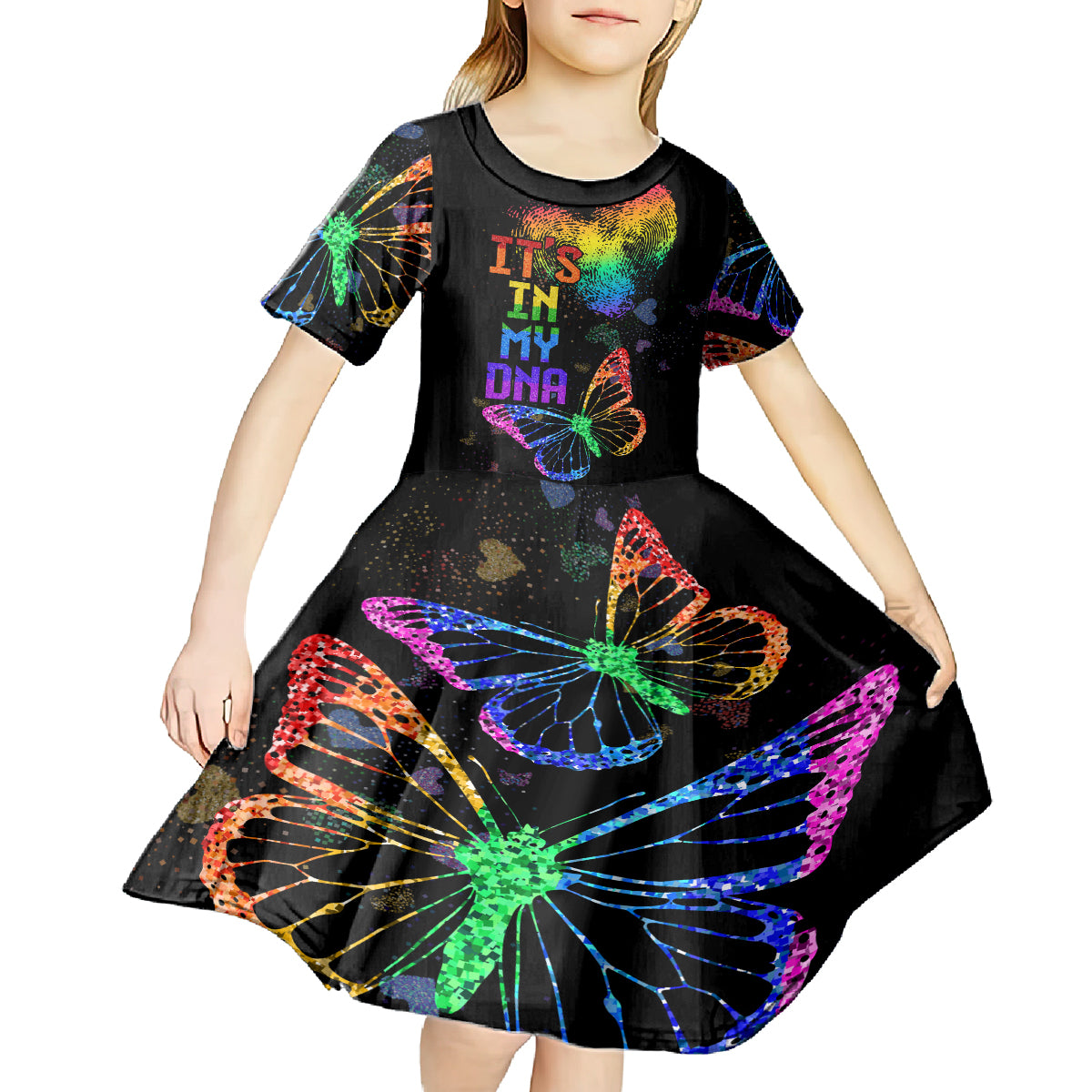 It's In My DNA LGBT History Month Kid Short Sleeve Dress - Wonder Print Shop