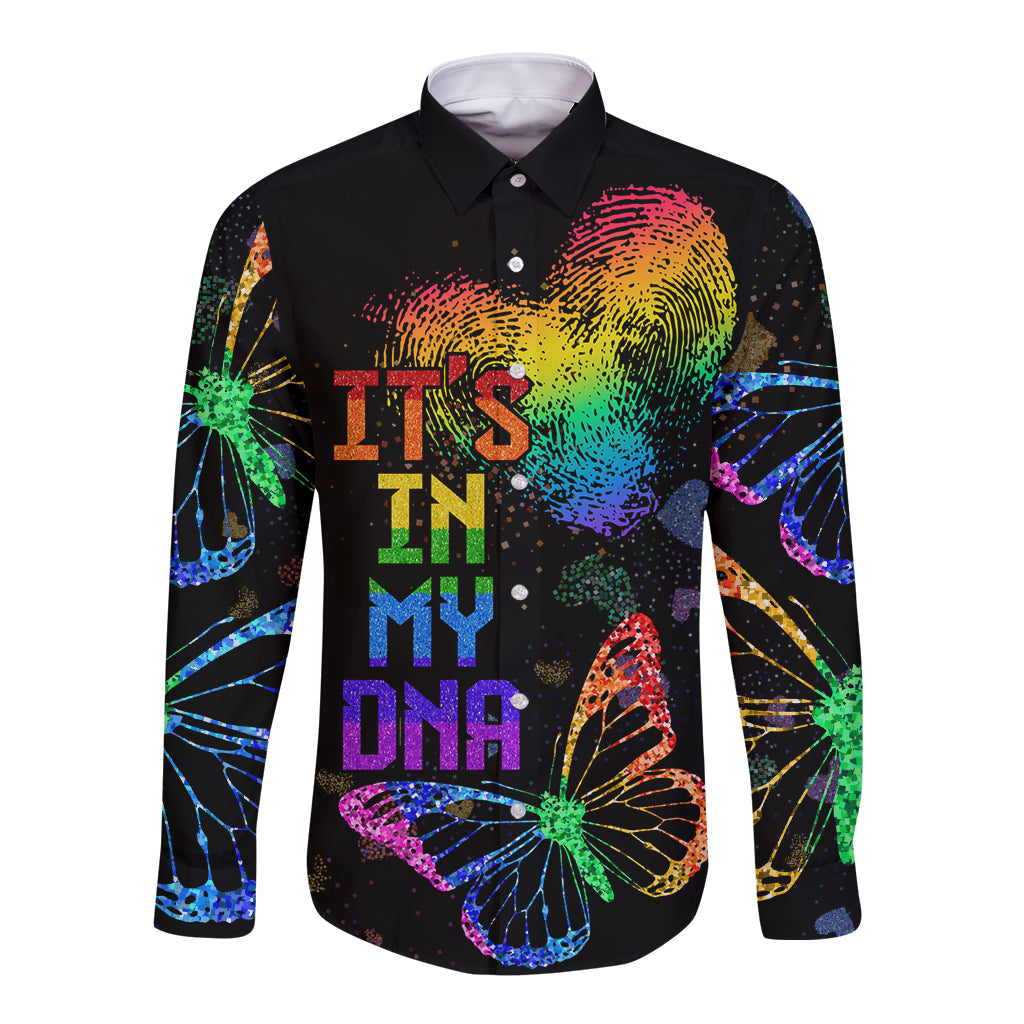 It's In My DNA LGBT History Month Long Sleeve Button Shirt - Wonder Print Shop