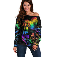 It's In My DNA LGBT History Month Off Shoulder Sweater - Wonder Print Shop