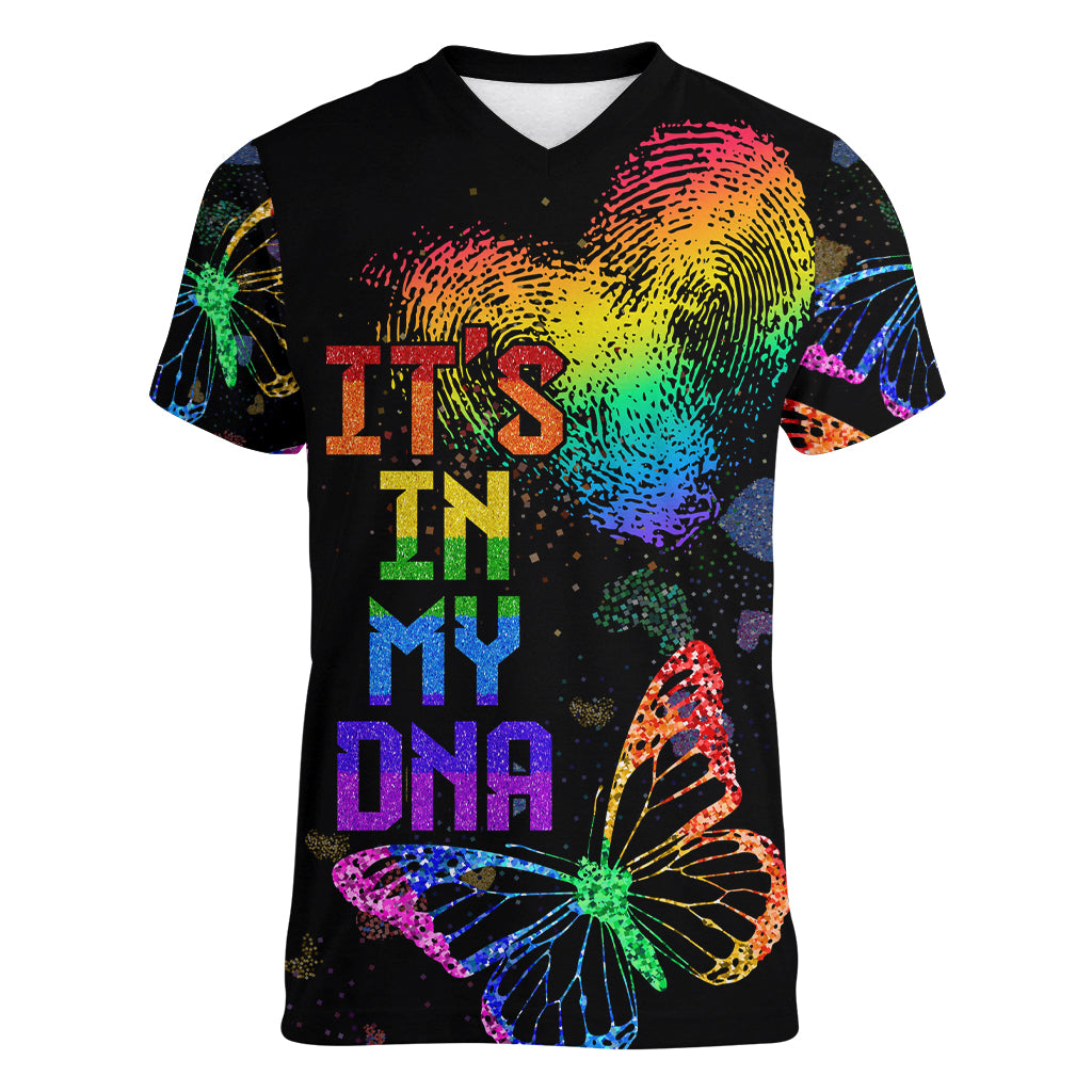It's In My DNA LGBT History Month Women V Neck T Shirt - Wonder Print Shop